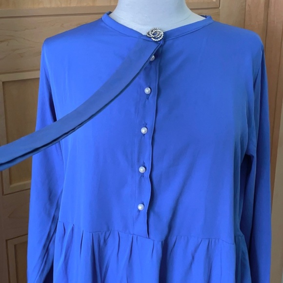 Vintage 70’s Long Blue Dress, Size M - Picture 9 of 16